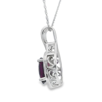 1.61ct Garnet & Diamond Pendant in 14KT White Gold