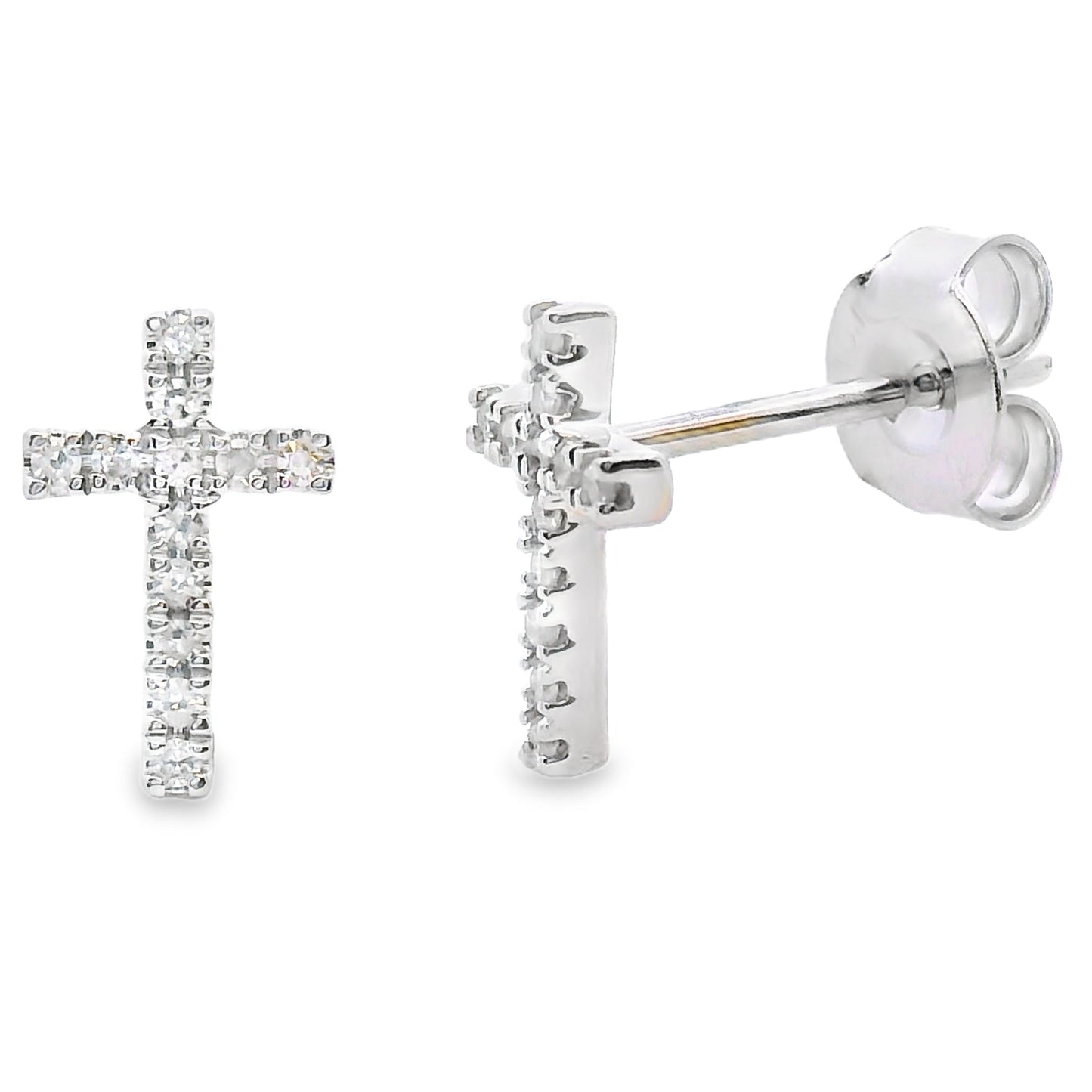 Boucles d'oreilles croisées en diamant naturel de 0,10 ct en or blanc 10KT