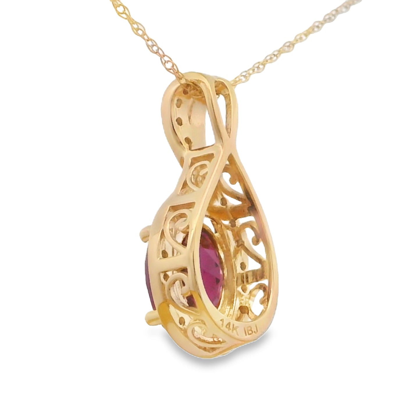 1.61ct Garnet and Diamond Pendant in 14KT Yellow Gold