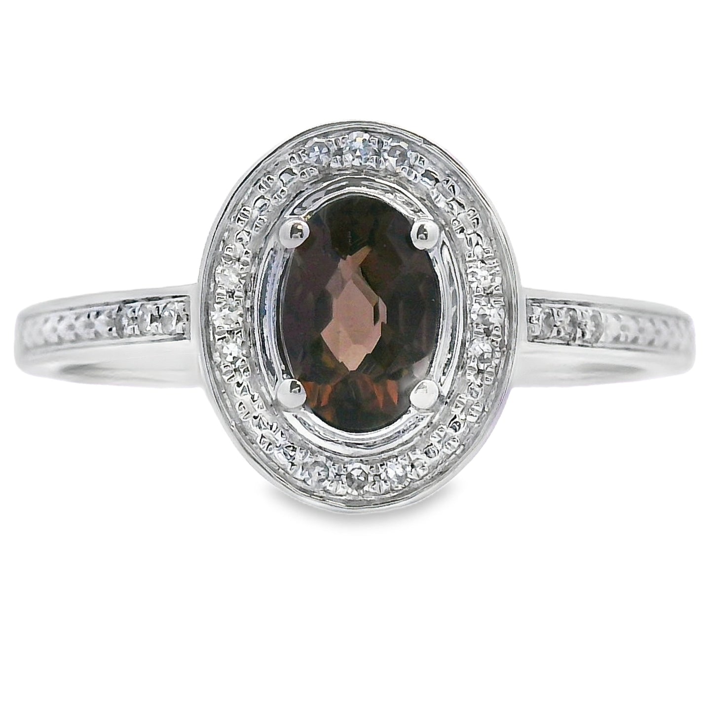 Anillo de Diamante de Cuarzo de 0.42ct en Oro Blanco de 10KT