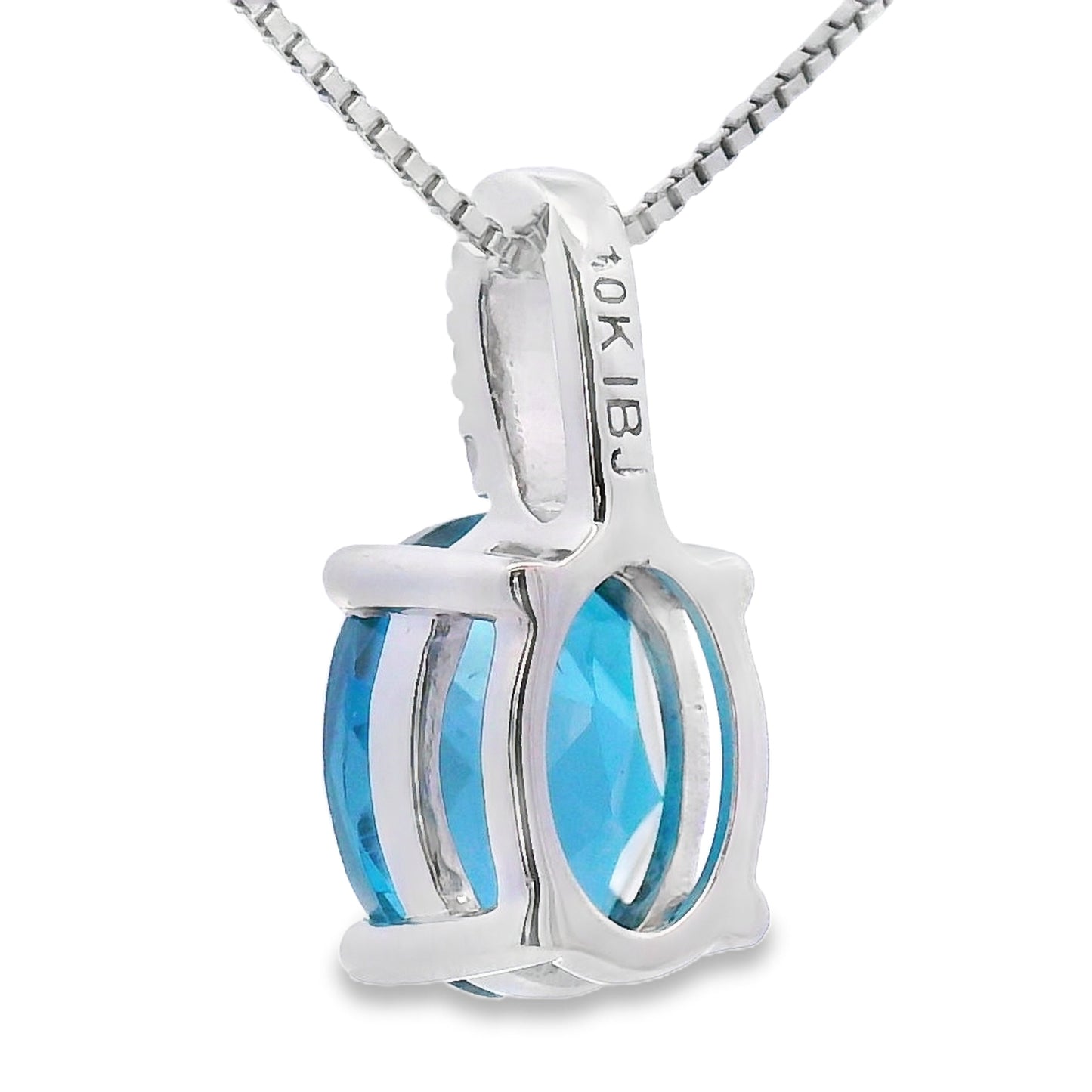 London Blue Topaz Pendant in 10KT White Gold