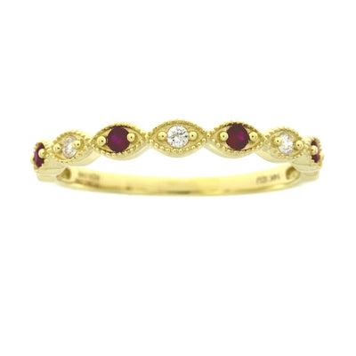 .15ct Anillo de Boda de Rubí y Diamante en Oro Amarillo de 14KT