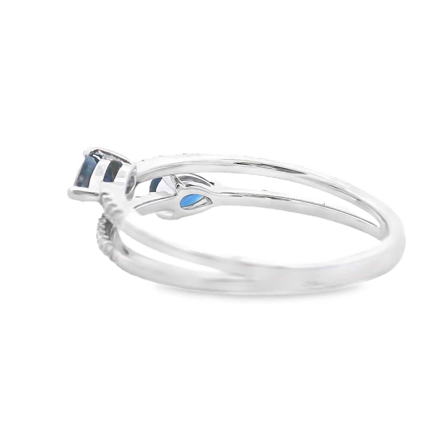 Natural .70ct Sapphire Diamond Ring in 14KT White Gold