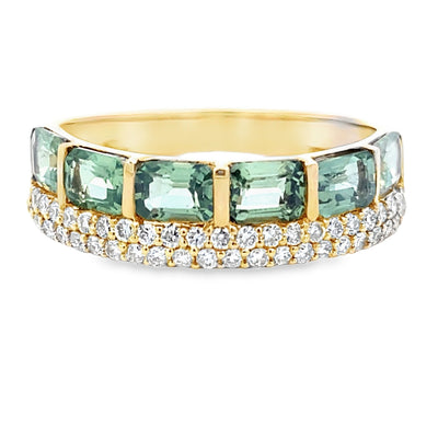 14KT Yellow Gold Green Sapphire Fashion Band Ring