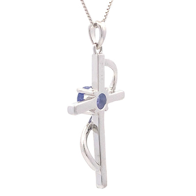 Pendentif croix en tanzanite de 0,50 ct en argent sterling