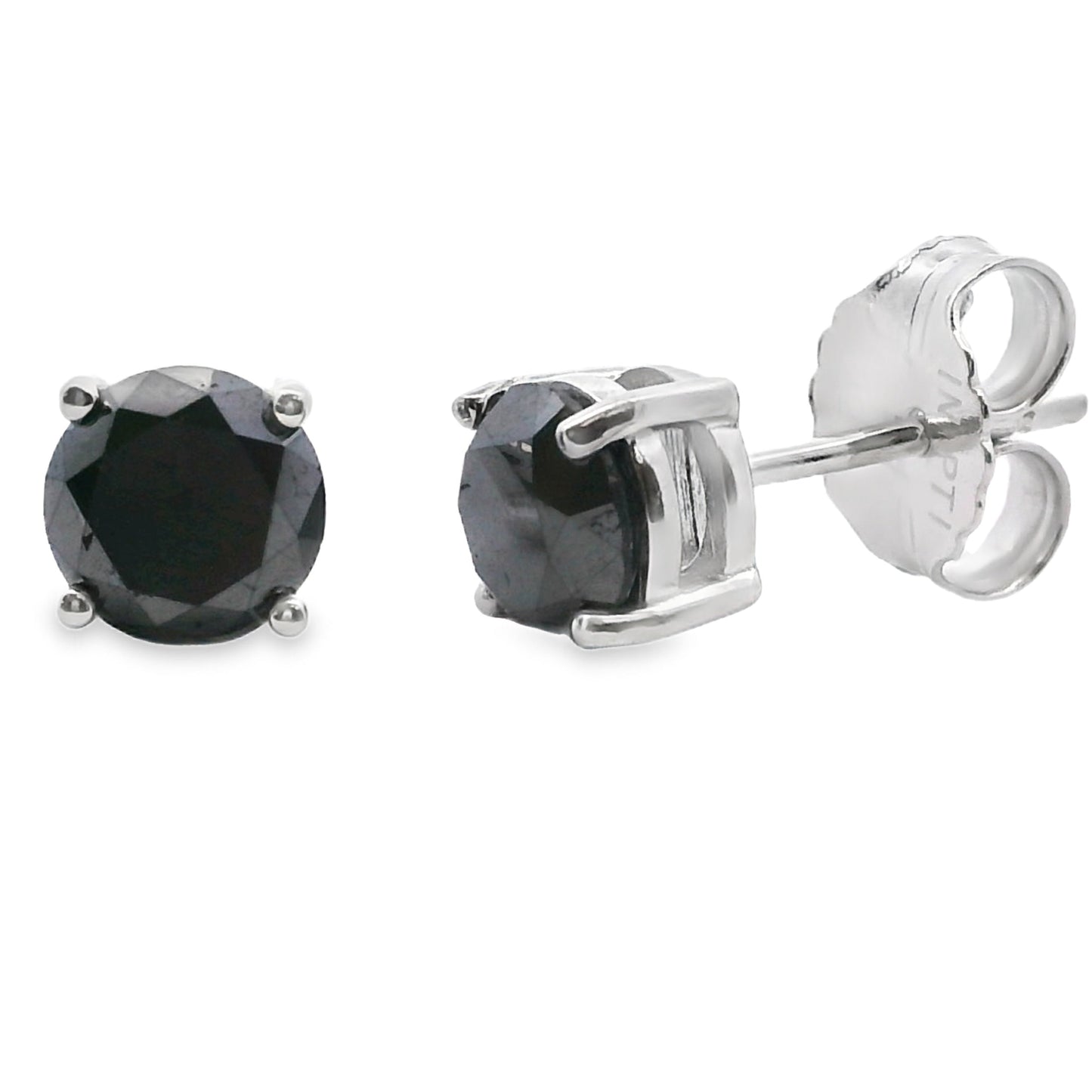 Pendientes de Stud de Diamante Negro de 2.00ct en Plata Esterlina