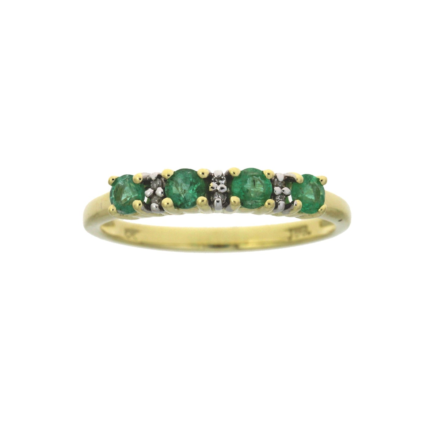 Emerald Diamond Fashion Band Ring in 10KT Yellow Gold