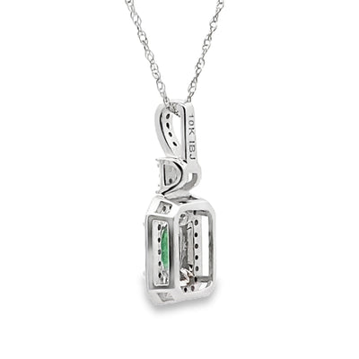 .57ct Pendentif de Mode en Diamant Émeraude en Or Blanc 10KT