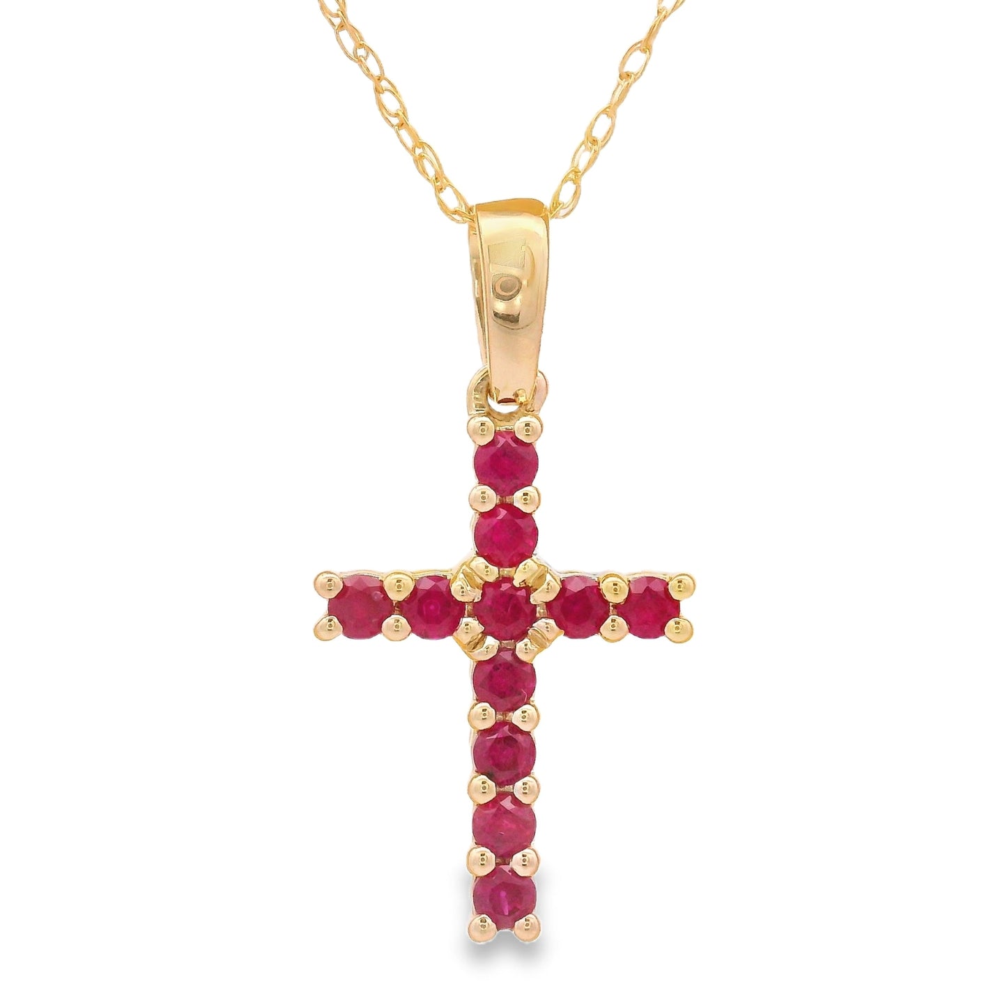 .29ct Ruby Cross Pendant in 14KT Yellow Gold