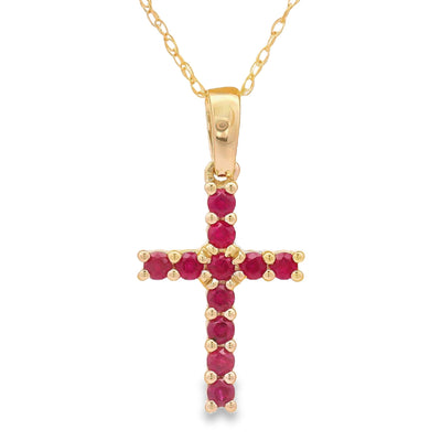 .29ct Pendentif Croix en Rubis en Or Jaune 14KT