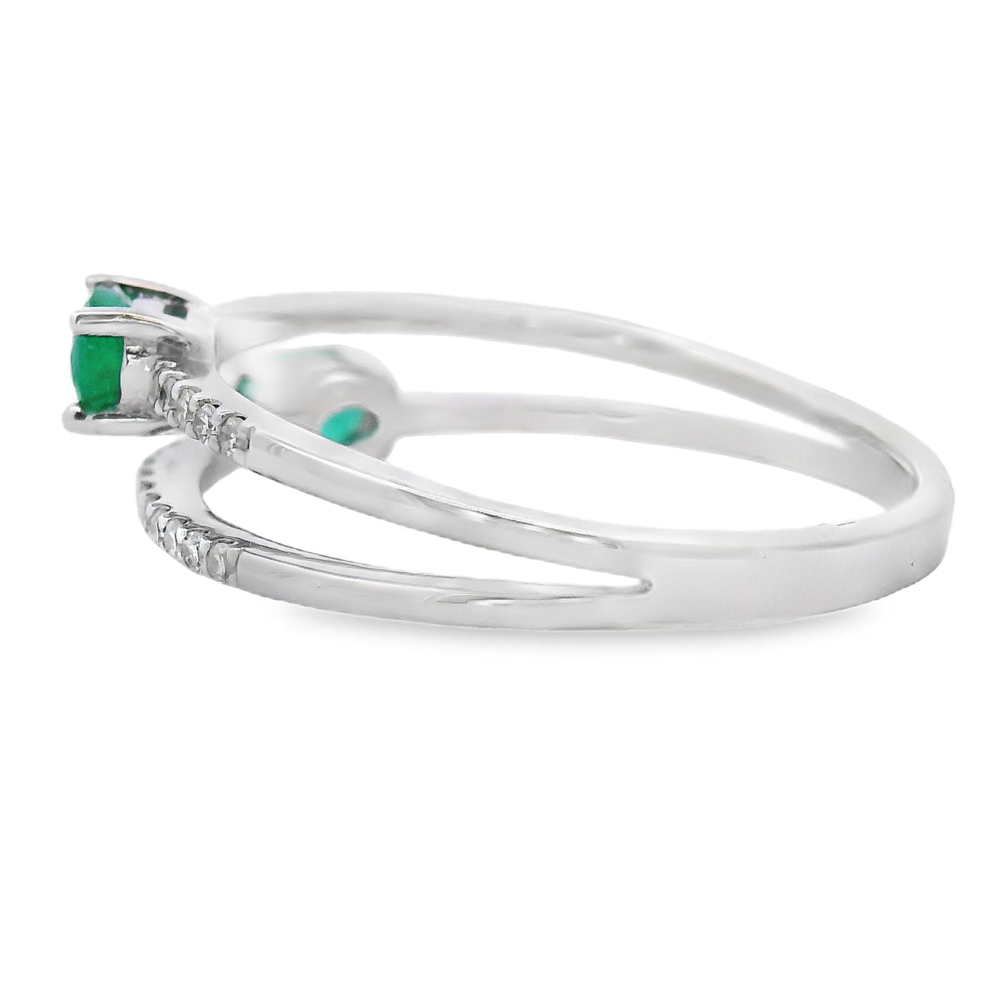 Natural .47ct Emerald and Diamond Ring in 14KT White Gold