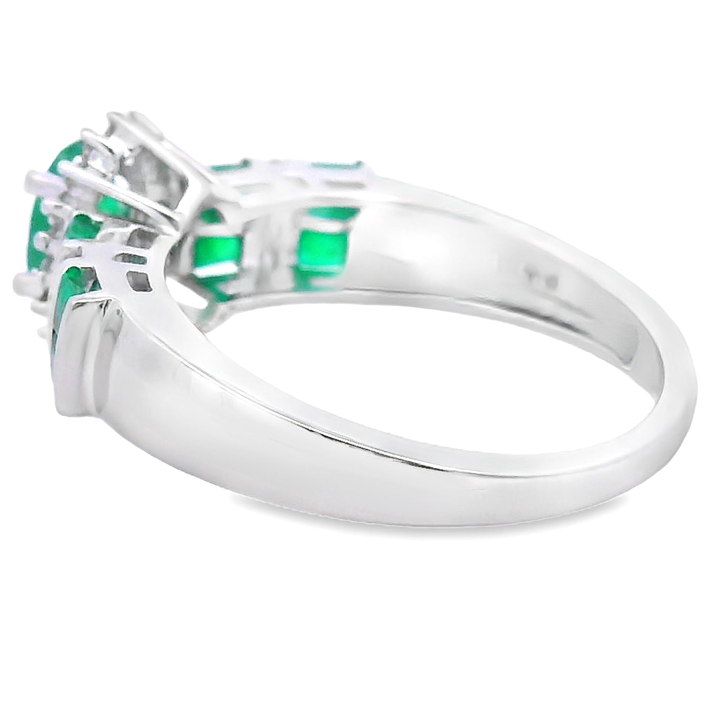 Genuine .80ct Emerald and Diamond Ring in 10KT White Gold