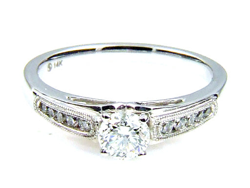 Bague de fiançailles en diamant naturel de 0,50 ct en or blanc 14KT