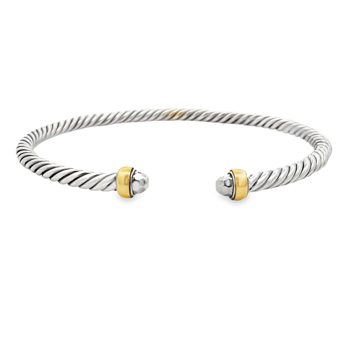 Elegant Bangle Bracelet in Sterling Silver with 18KT Gold