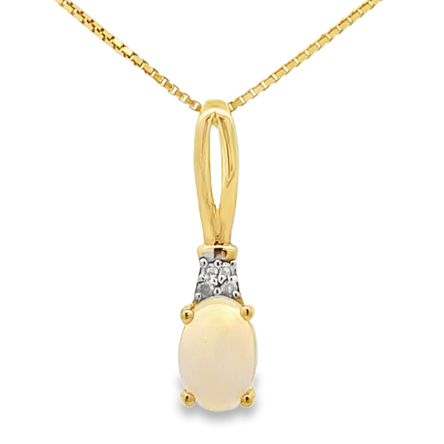 .02ct Opal and Diamond Pendant in 10KT Yellow Gold
