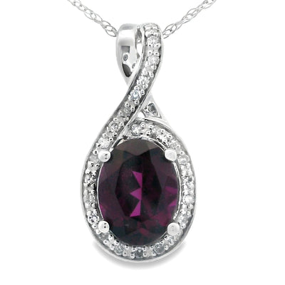 1.61ct Garnet & Diamond Pendant in 14KT White Gold