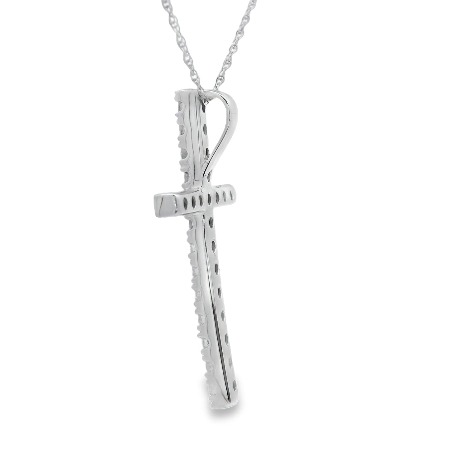 Colgante de Cruz de Diamante de 0.50 ct en Oro Blanco de 14KT