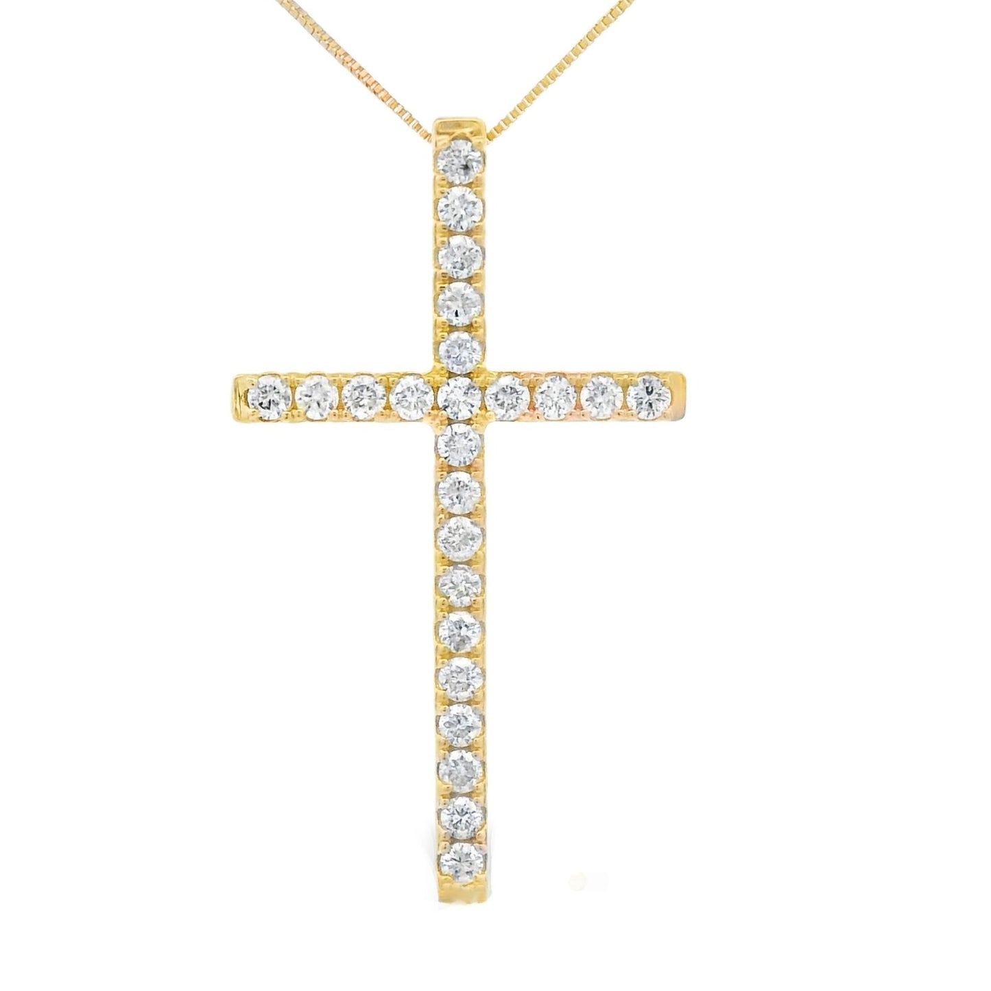 Pendentif Croix en Diamant de 0,38 ct en Or Jaune 14KT