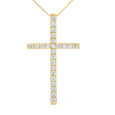 Pendentif Croix en Diamant de 0,38 ct en Or Jaune 14KT