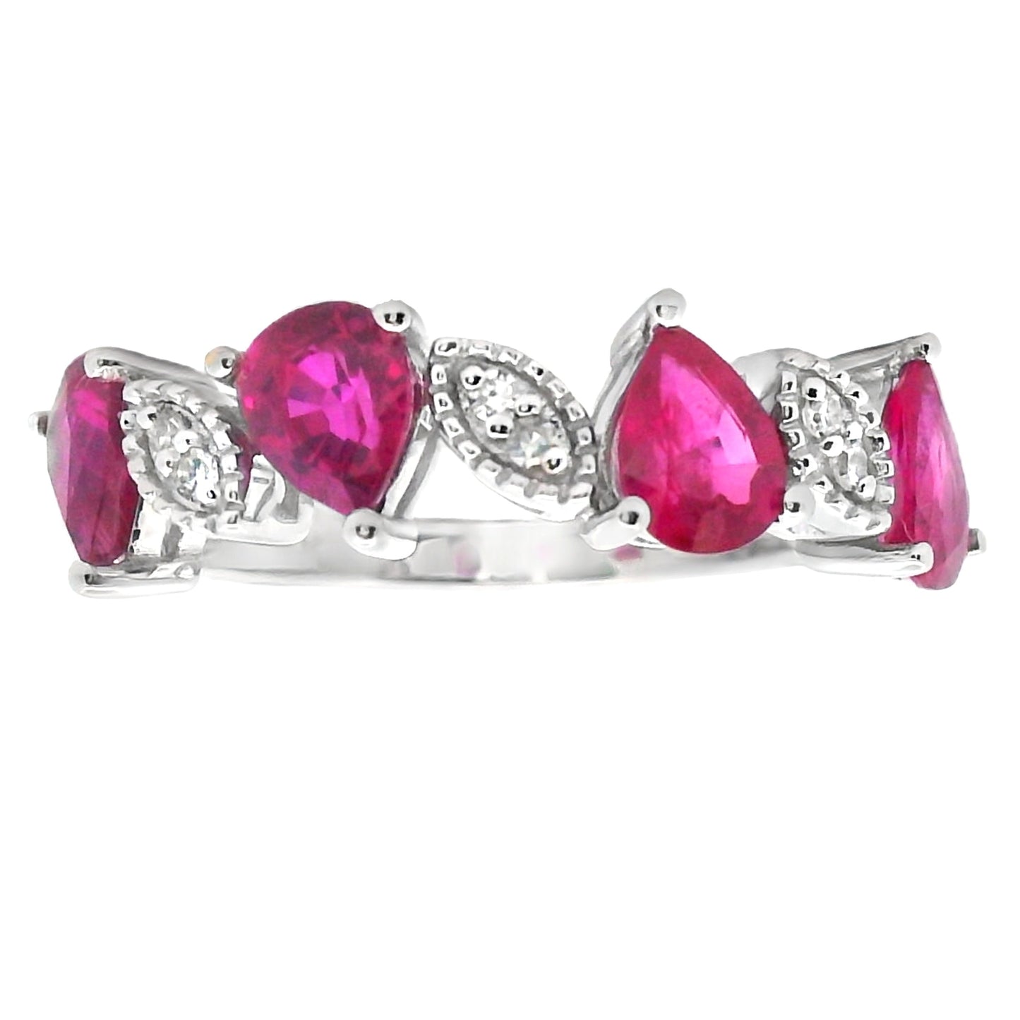 Natural 1.24ct Ruby Diamond Ring in 14KT White Gold