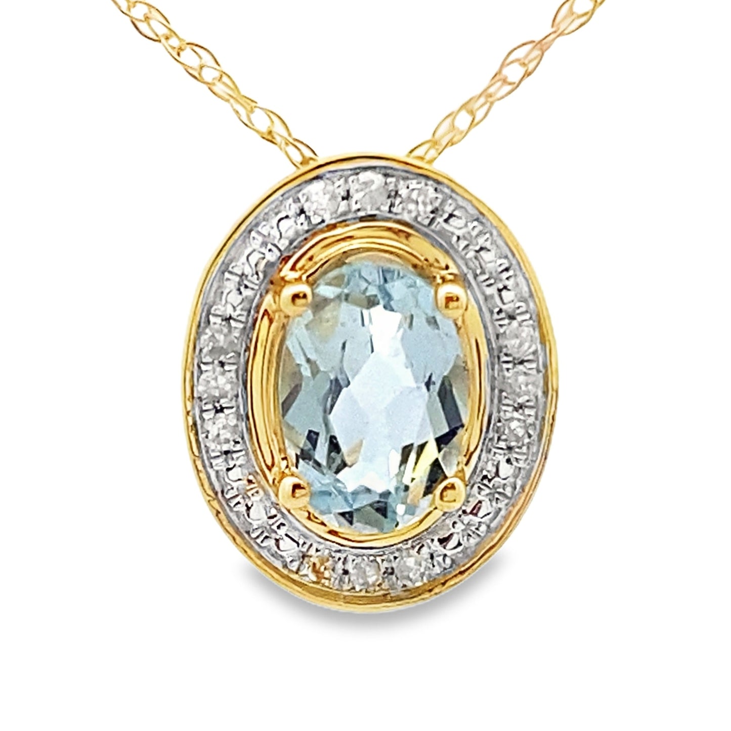 Colgante de Diamante de Aguamarina en Oro Amarillo de 10KT