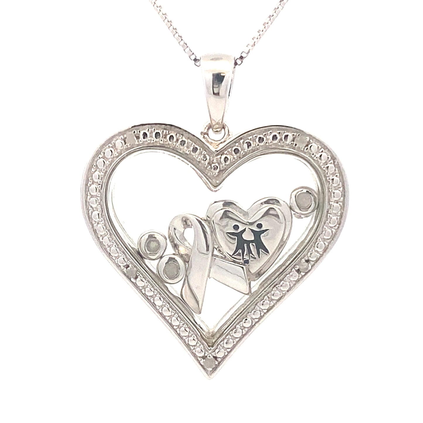 .02ct Colgante de Corazón de Diamante en Plata de Ley