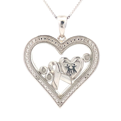 .02ct Pendentif en Cœur en Diamant en Argent Sterling