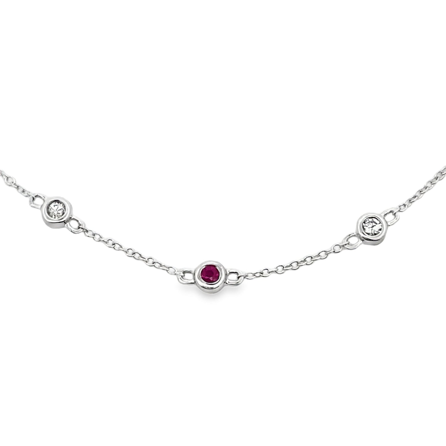 Natural Ruby and Diamond Bracelet in 14KT White Gold