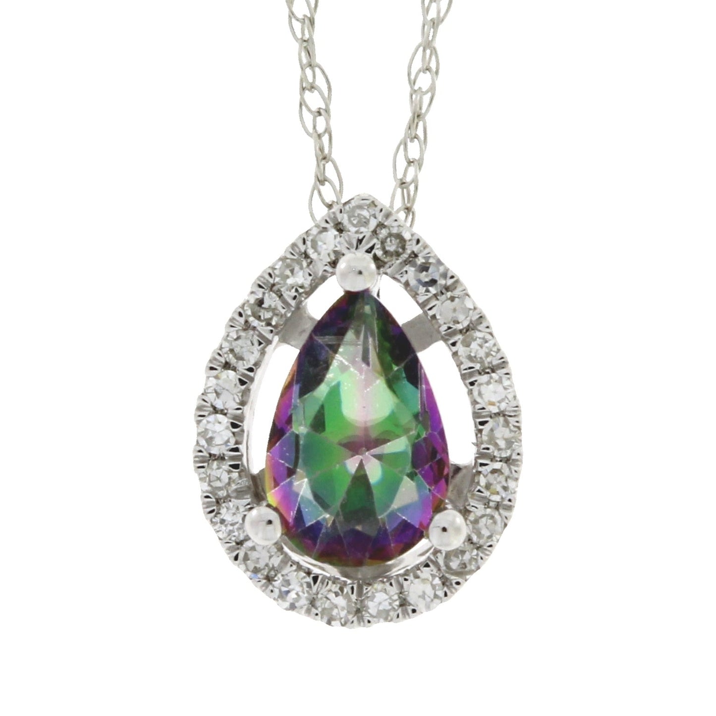 Treated Topaz and Diamond Pendant in 14KT White Gold