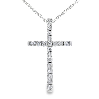 .13ct Diamond Cross Pendant in 14KT White Gold