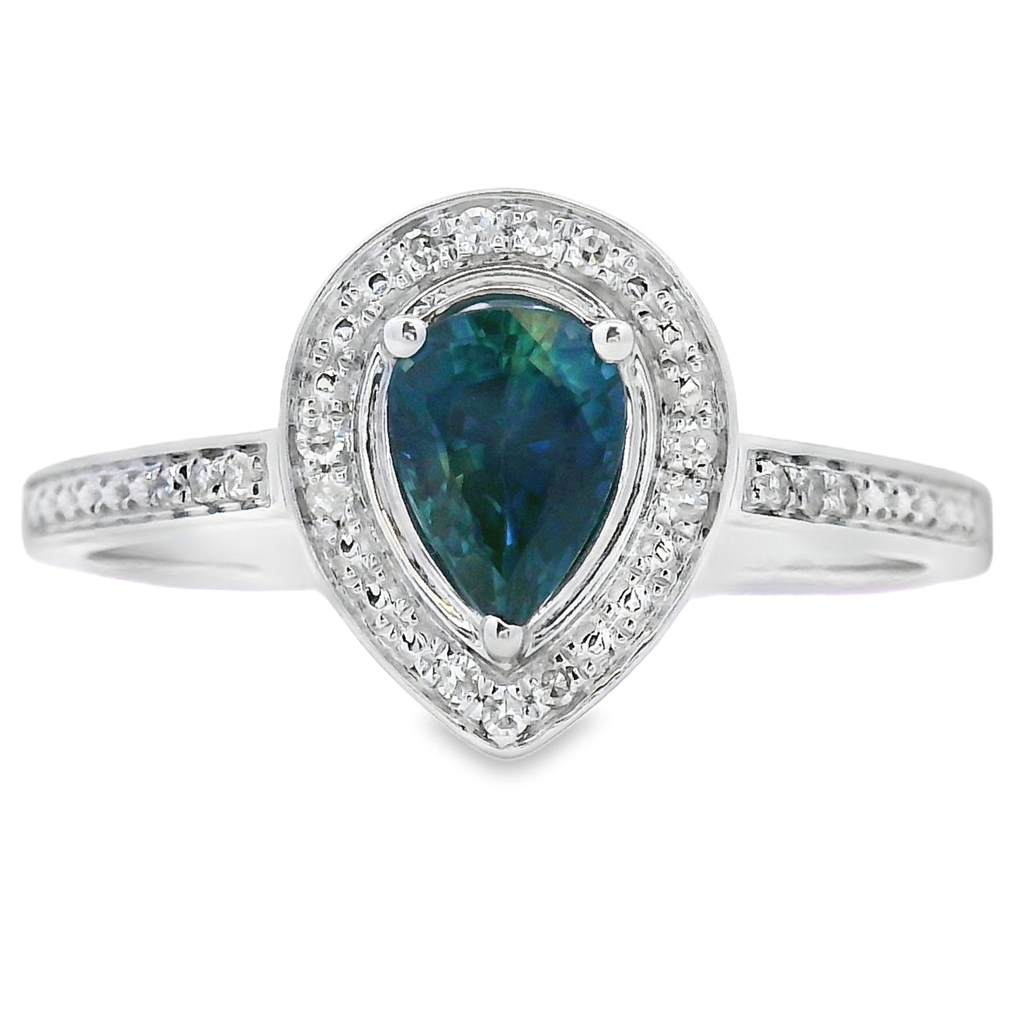 Bague en diamant saphir véritable de 0,54 ct en or blanc 10KT