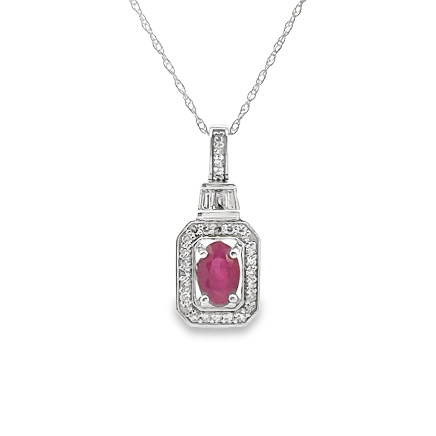 .72ct Ruby and Diamond Pendant in 14KT White Gold