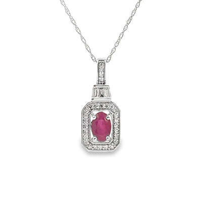 .72ct Pendentif en Rubis et Diamants en Or Blanc 14KT