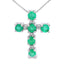 Colgante de Cruz de Diamante Esmeralda en Oro Blanco de 10KT