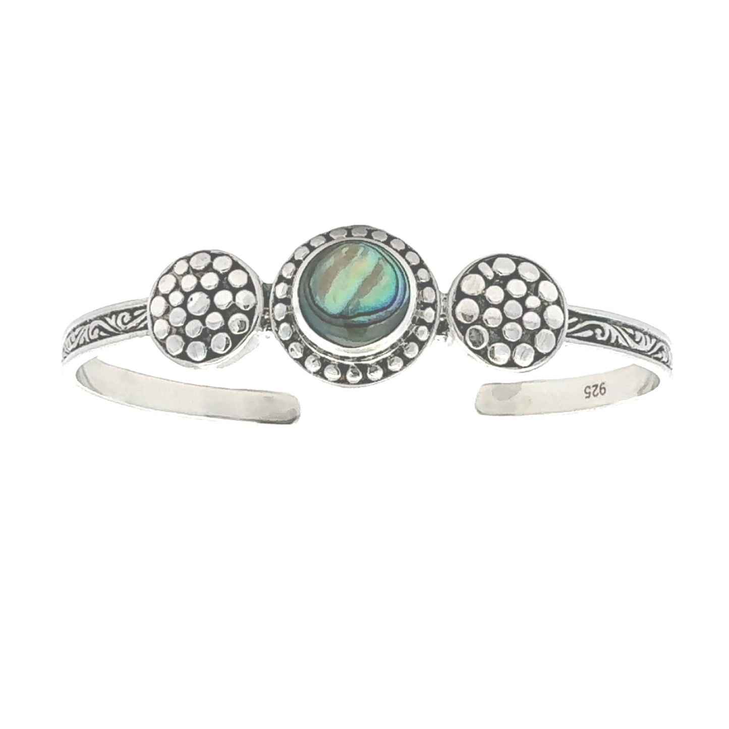Genuine Abalone Bangle Bracelet in Sterling Silver