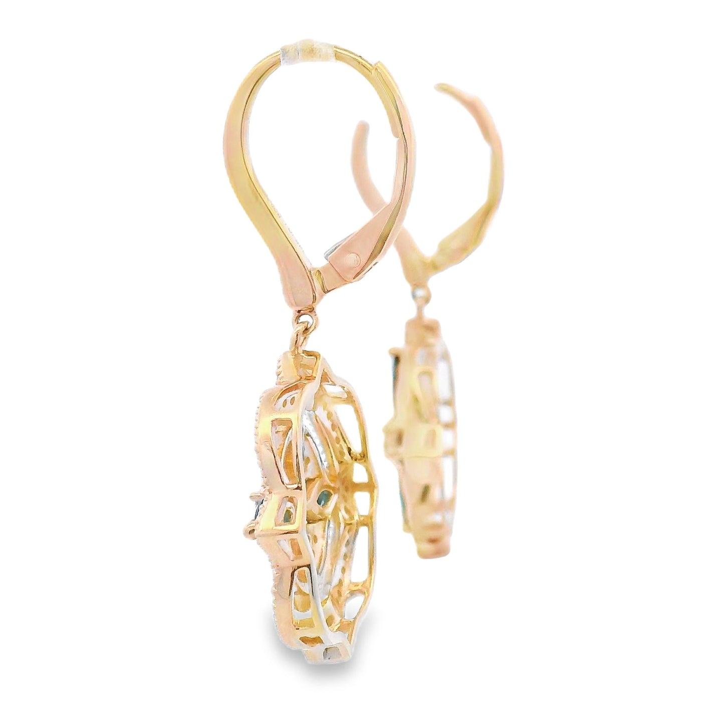 Sapphire Diamond Dangle Earrings in 14KT Yellow Gold