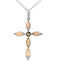 Opal Diamond Cross Pendant in 10KT White Gold