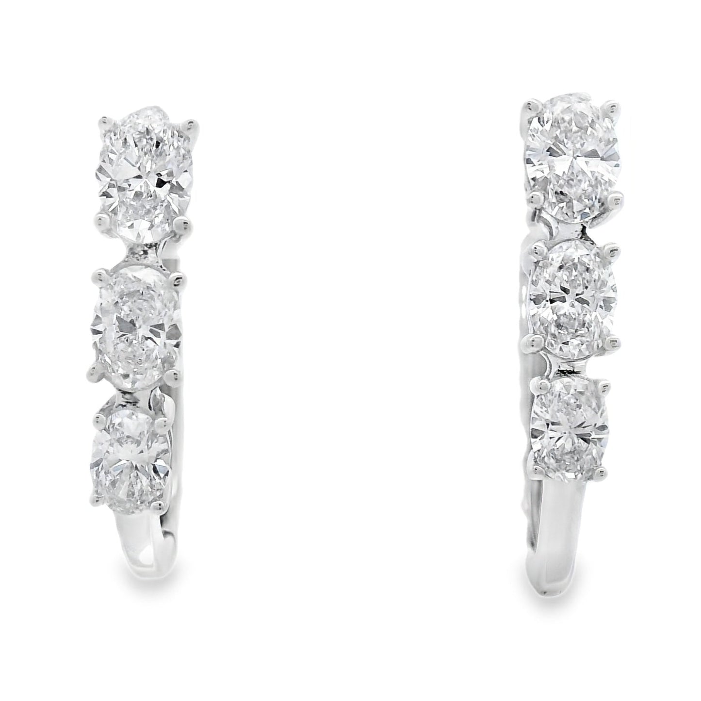 Boucles d'oreilles créoles en diamant synthétique de 1,50 ct en or blanc 14KT