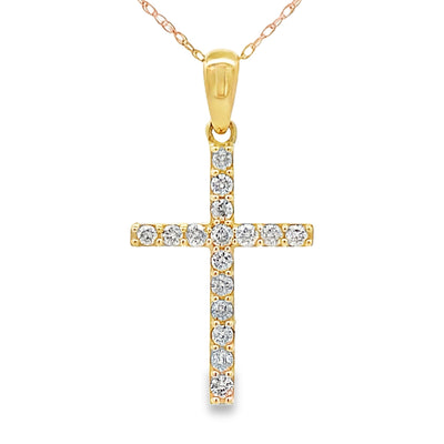 Pendentif croix en diamant de 0,30 ct en or jaune 14KT