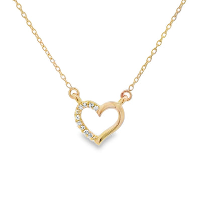.03ct Diamond Heart Love Pendant in 14KT Yellow Gold