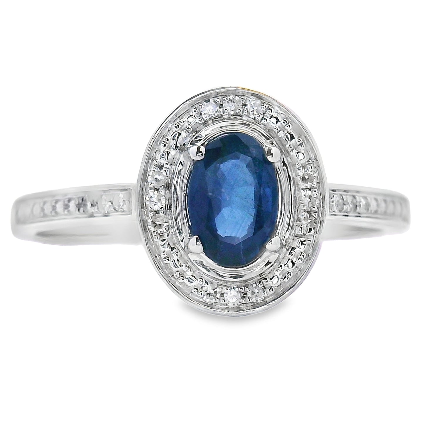Anillo de Diamante de Zafiro Genuino de 0.67ct en Oro Blanco de 10KT