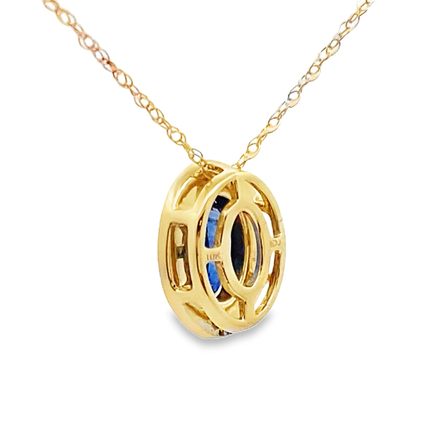 Sapphire Diamond Fashion Pendant in 10KT Yellow Gold