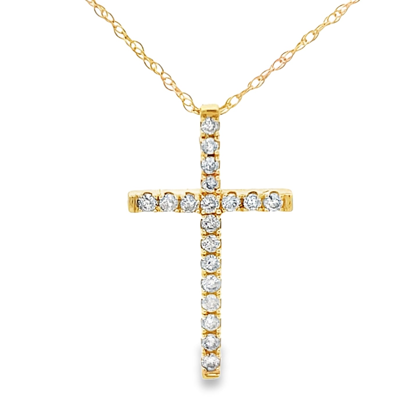 Pendentif Croix en Diamant de 0,19 ct en Or Jaune 14KT