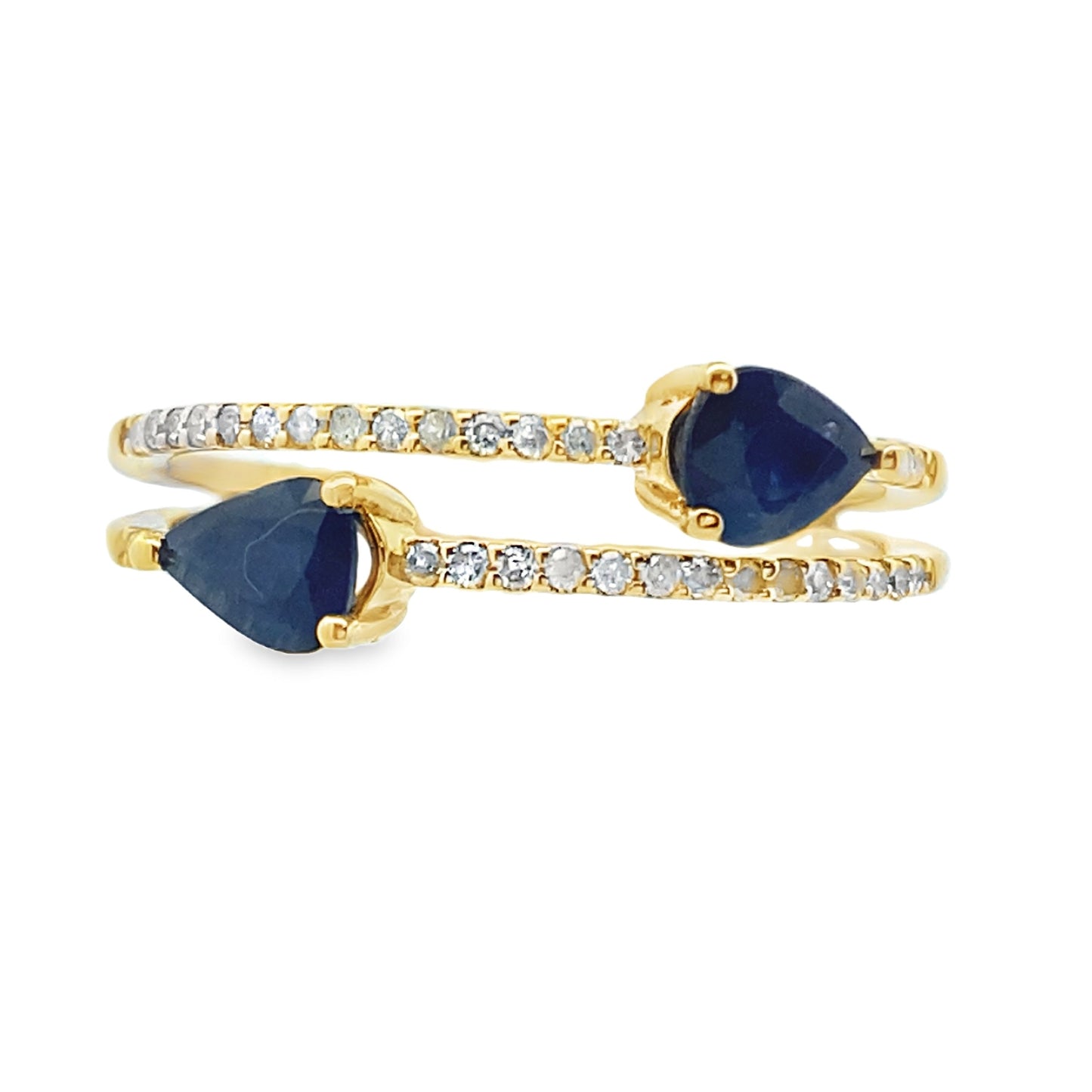 Genuine .70ct Sapphire and Diamond Ring in 14KT Yellow Gold