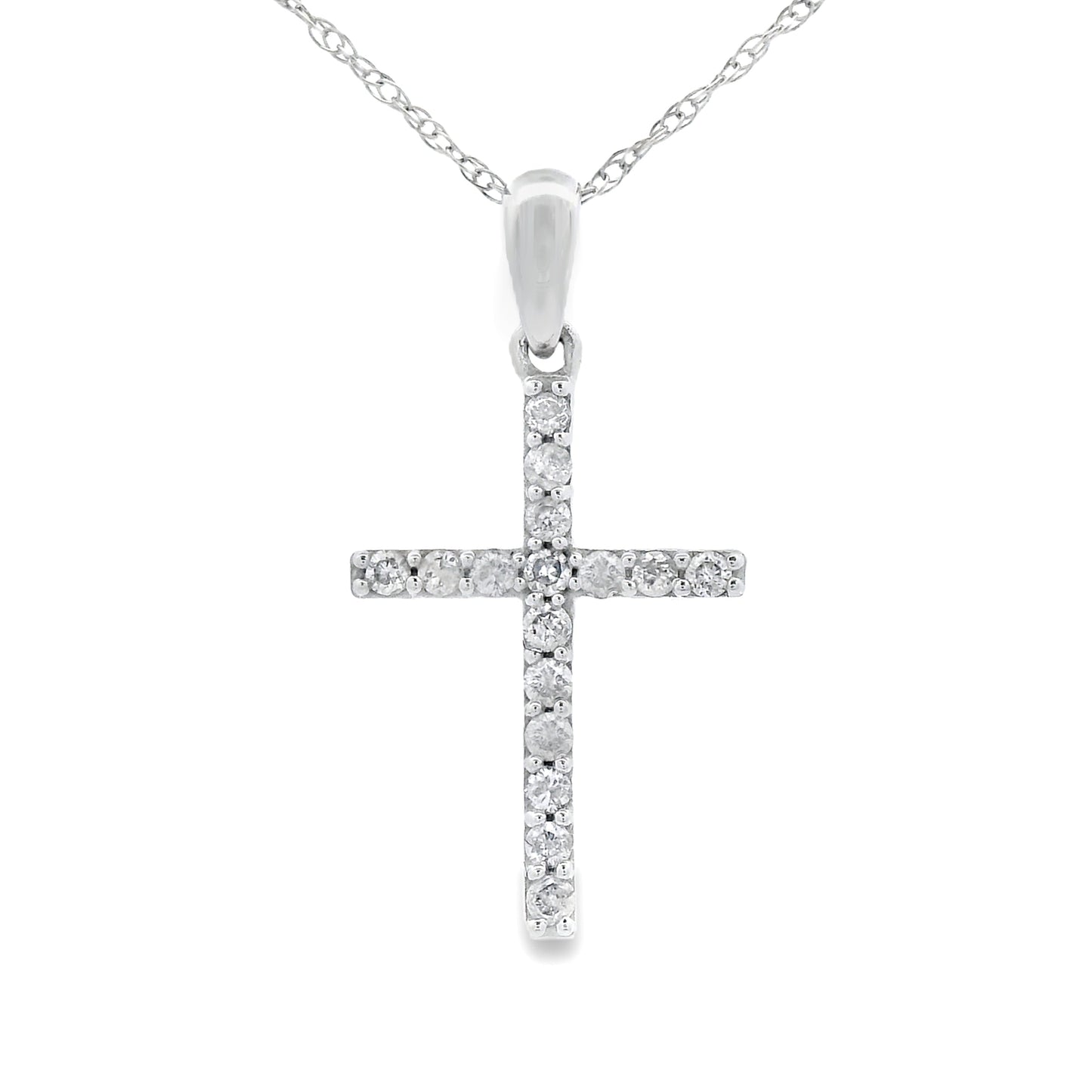 .13ct Diamond Cross Pendant in 14KT White Gold