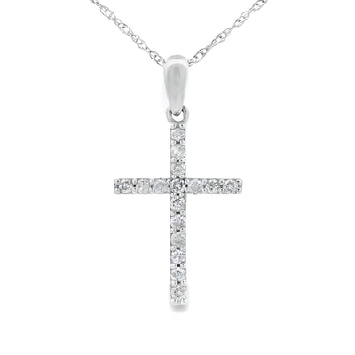 .13ct Diamond Cross Pendant in 14KT White Gold