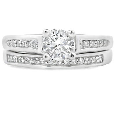 Genuine Cubic Zirconia Bridal Ring in Sterling Silver