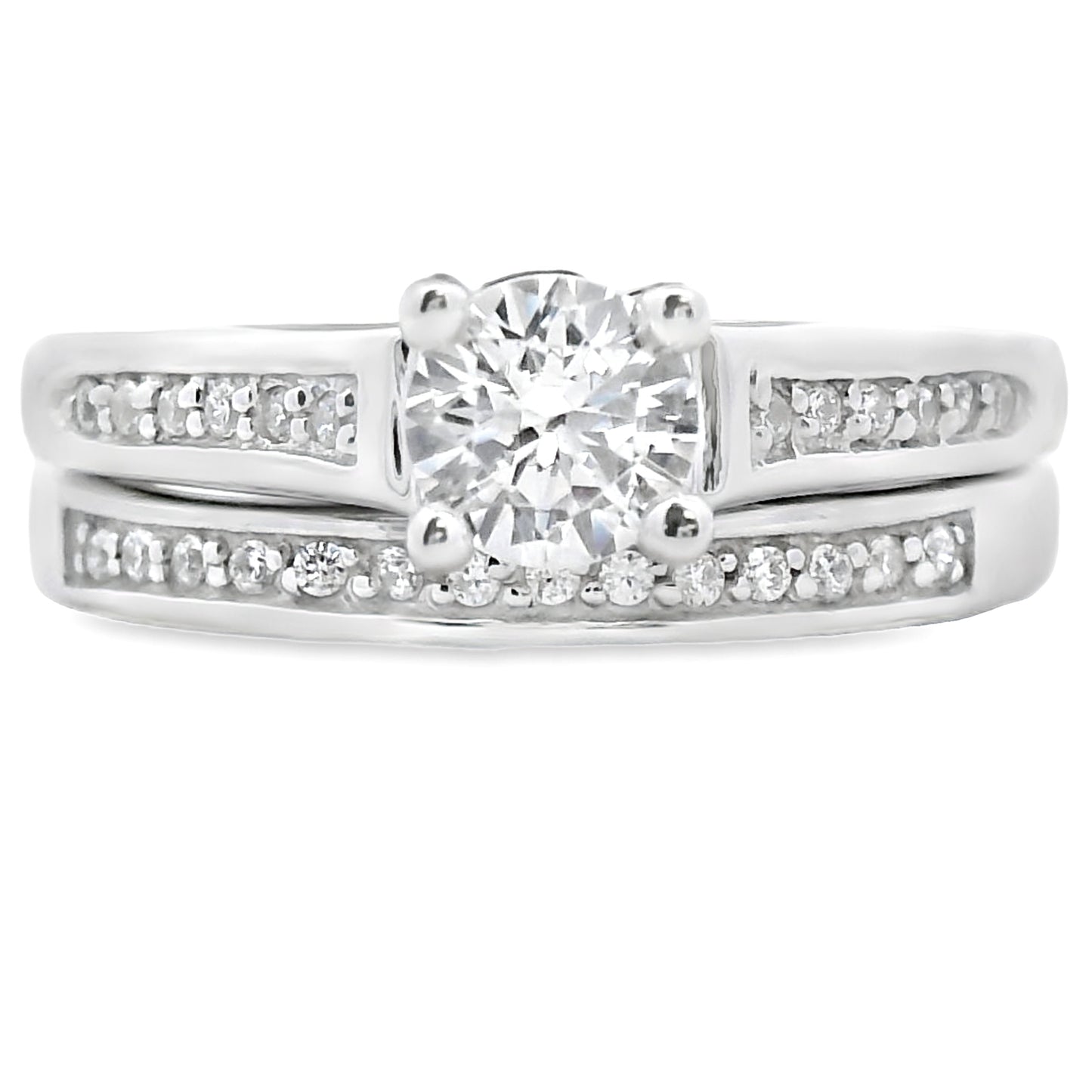 Bague de fiançailles en argent sterling avec zircon cubique véritable