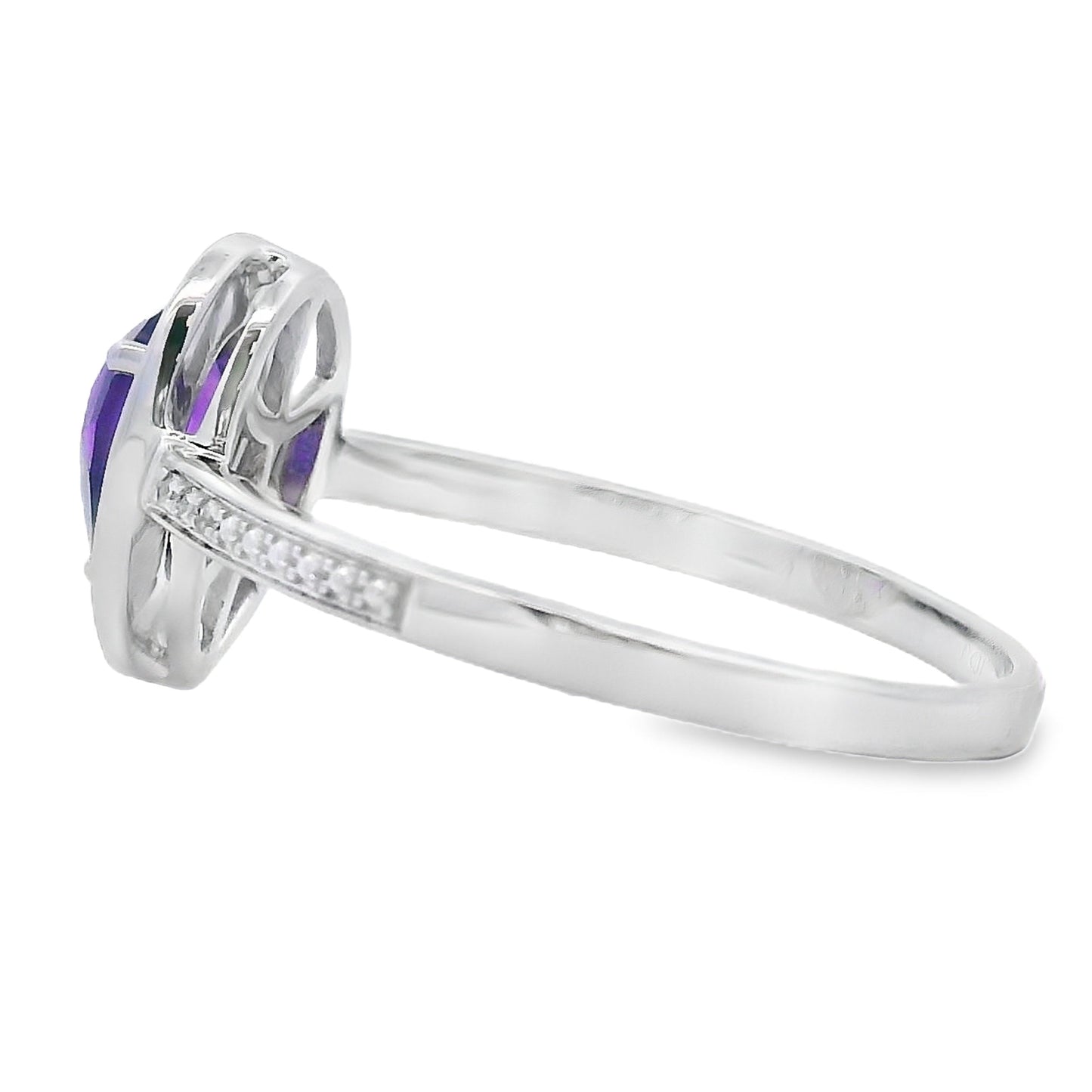 Natural .42ct Amethyst Diamond Ring in 10KT White Gold