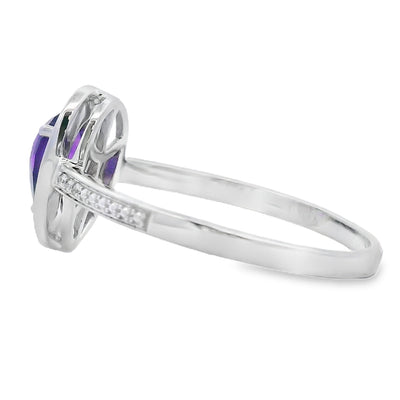 Bague en diamant améthyste naturelle de 0,42 ct en or blanc 10KT